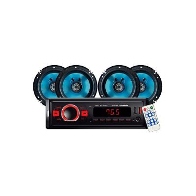 Kit Rádio + Alto Falantes 6.5" 50W RS-2670BR Compatível com a Maioria dos Veículos Bluetooth e USB
