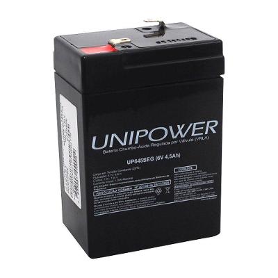 Bateria UP645SEG 6V 4.5AH Selada para Segurança e Nobreak Prata Unipower