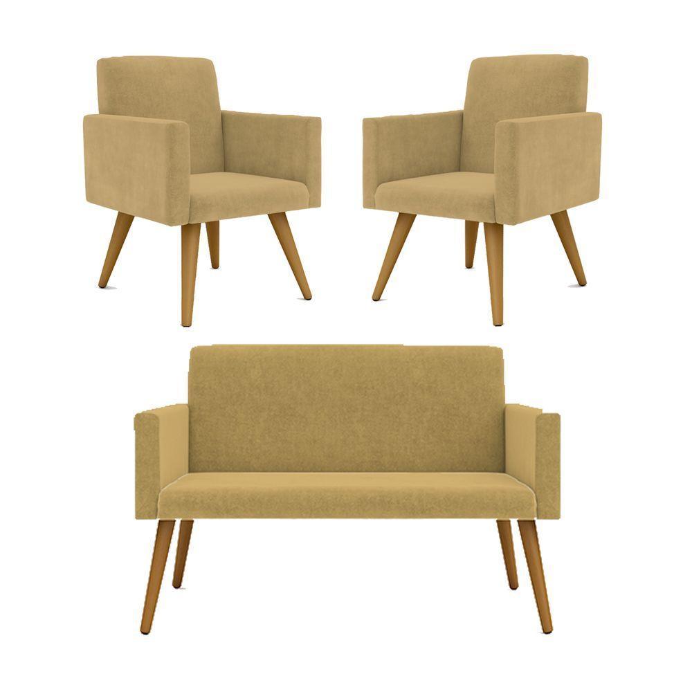 Kit Namoradeira 2 Lugares Reforçada + 2 Poltronas capuccino - 1