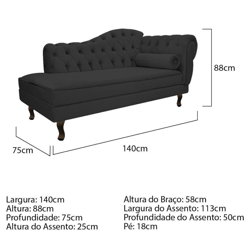 Kit Diva Recamier Diana 140cm Lado Esquerdo e 01 Poltrona Classic Corano Preto - 5