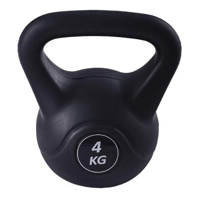 Kettlebell Black Cimento 4kg com Alça e Revestimento PVC Preto Ahead Sports