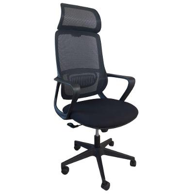 Cadeira de Escritório Presidente Vinci Presidencial Mesh Base Giratória com Apoio Fixo Preto Oficial