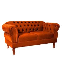 Namoradeira 2 Lugares Chesterfield Elisabeth Via Encanto Veludo Cobre - 1