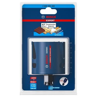 Serra Copo Expert Construction Material 67X60MM com Ranhuras de Gota e Dentes em Carbide Bosch