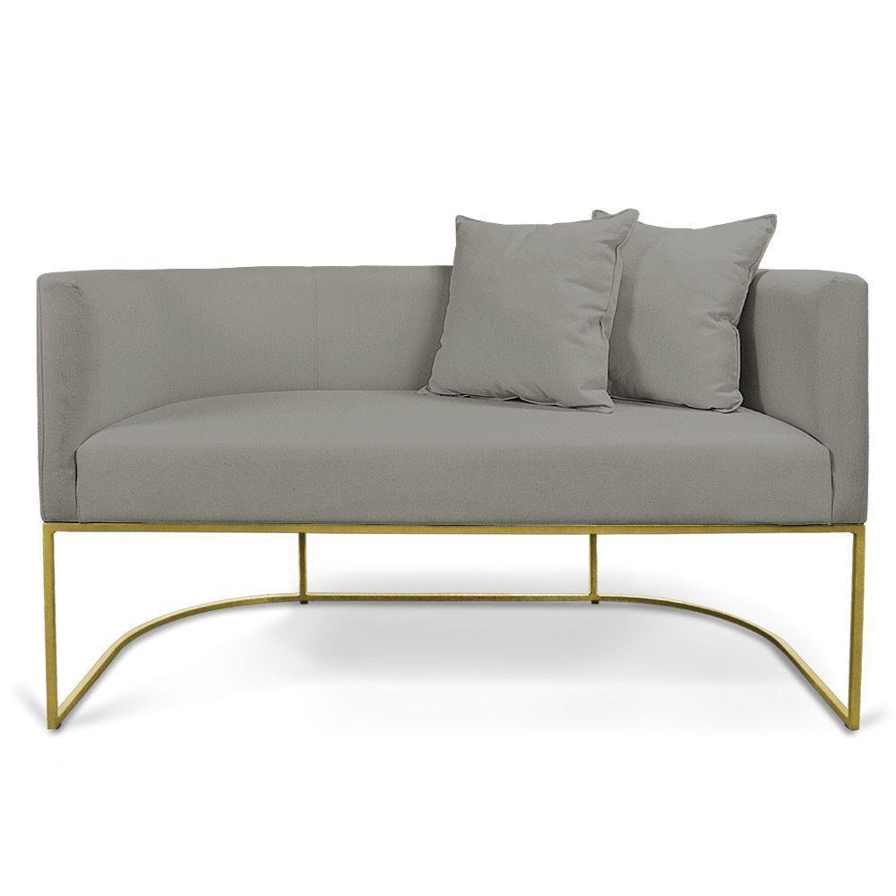 Namoradeira 02 Lugares Linho Metálica Dourado Cor Grafite - 5