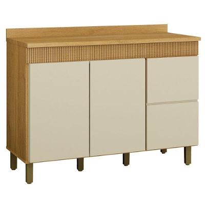 Balcão de Cozinha Dakota 2 Portas 1 Prateleira MDP-MDF 120CM Off White Valdemóveis