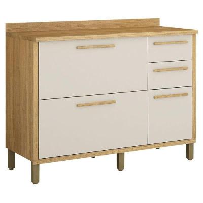 Balcão de Cozinha Torino 3 Portas 2 Gavetas MDP-MDF 120CM Cinamomo e Off White