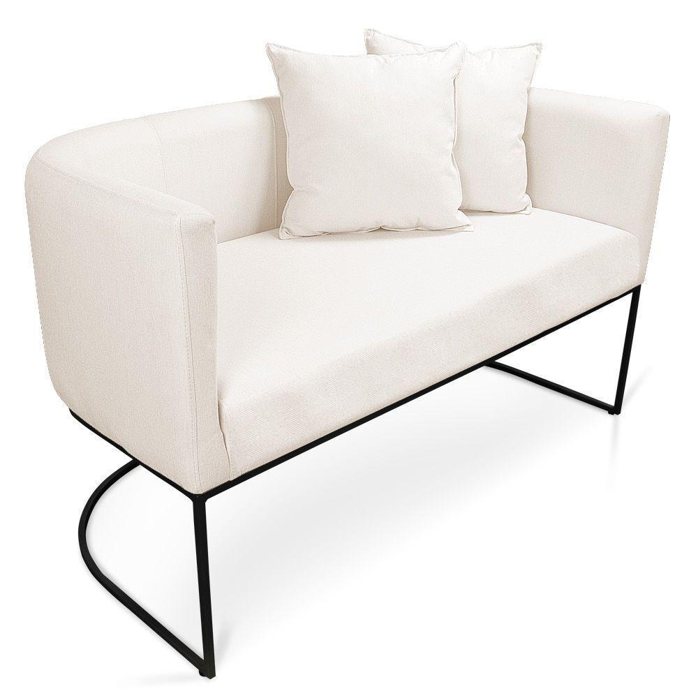 Namoradeira 02 Lugares Linho Metálica Preto Cor A27 Areia - 1