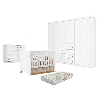 Berço Americano Katatau MDF com Colchão Branco Acetinado Móveis Henn