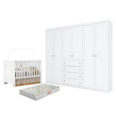 Berço Americano Katatau MDF com Colchão Branco Acetinado Móveis Henn