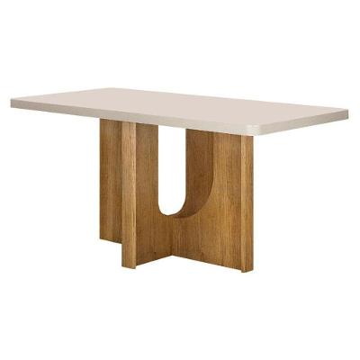 Mesa de Jantar Dora 6 Lugares Retangular Vidro 160CM Cinamomo Off White