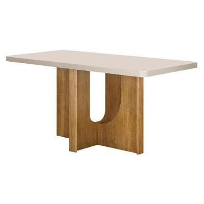 Mesa de Jantar Dora 4 Lugares Retangular Vidro 120X80CM Off White Valdemóveis