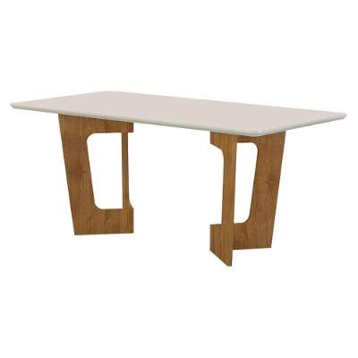 Mesa de Jantar Liz 6 Lugares Retangular Vidro 25mm 160CM Cinamomo Off White