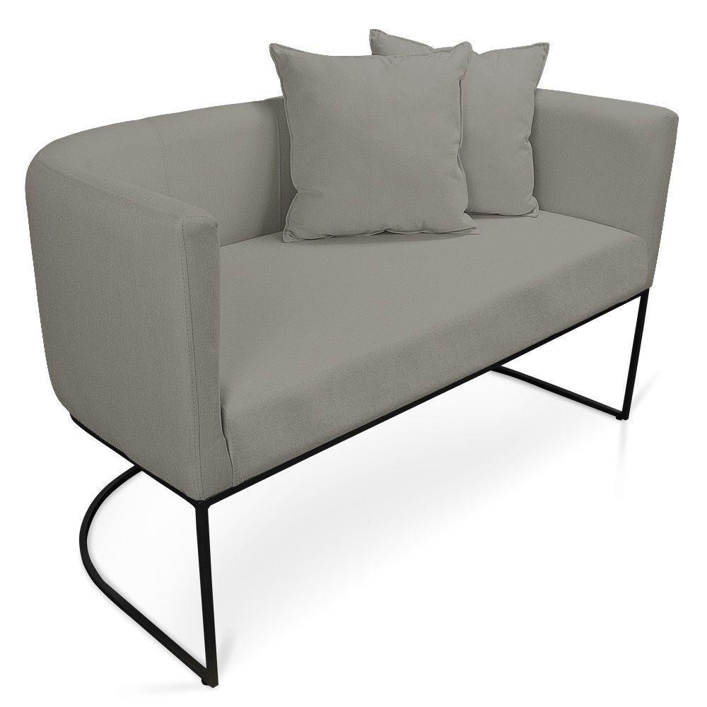 Namoradeira 02 Lugares Linho Metálica Preto Cor Grafite - 1