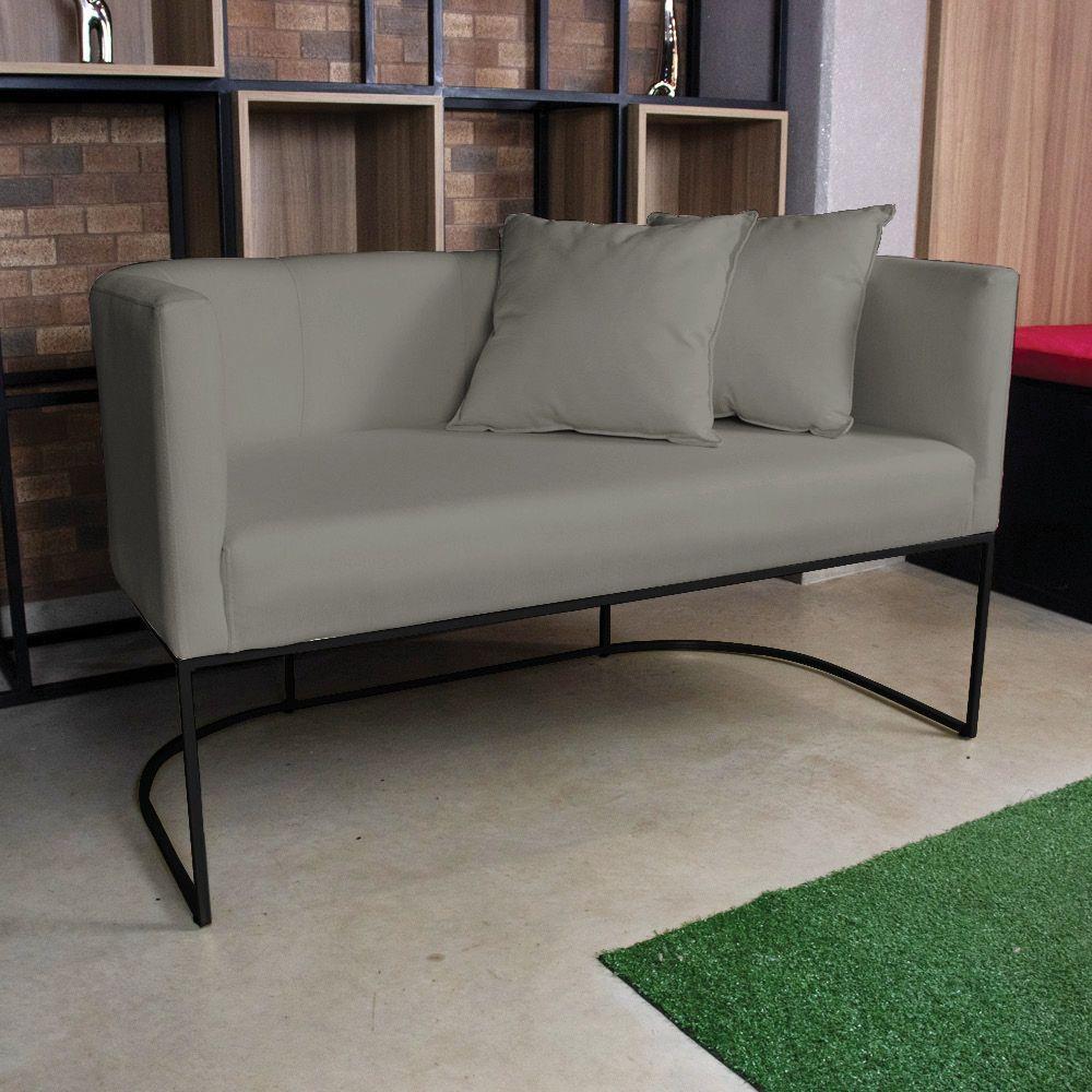 Namoradeira 02 Lugares Linho Metálica Preto Cor Grafite - 6