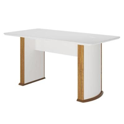 Mesa de Jantar Maia 6 Lugares Retangular Vidro 25mm 180x90CM Off White Valdemóveis