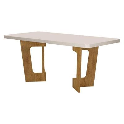 Mesa de Jantar Liz 6 Lugares Retangular Vidro 160CM Cinamomo Off White