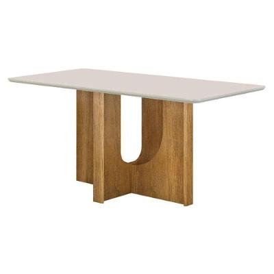 Mesa de Jantar Dora 6 Lugares Retangular Vidro 25mm 160x80CM Cinamomo Off White