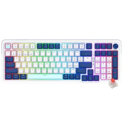 Teclado Gamer Mecânico K686WB-RGB-PRO com Switches Vermelhos e Wireless Branco com Azul Redragon