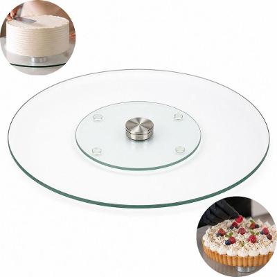 Plataforma Giratória para Bolo Prato de Vidro 32cm Base Inox Sistema Suave para Confeitaria Yeet