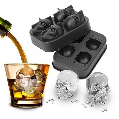 Forma de Gelo Caveira 3D para Drinks em Silicone Alimentar com Design 3D para Festas e Churrascos