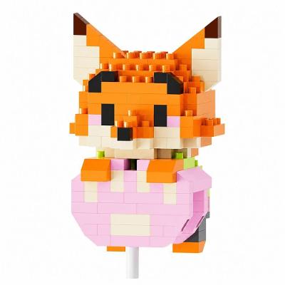 Mini Blocos de Montar Raposa no Pirulito Design Pixelado Encaixe Preciso Art e Montagem