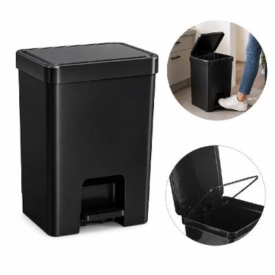 Lixeira Flat 14L Plástico com Pedal Design Compacto Preto Yeet
