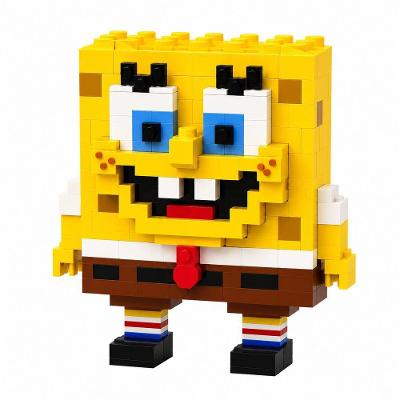 Bloco de Montar Mini Bob Esponja Pixelado 202 Peças Estimula Criatividade Amarelo Bob Esponja