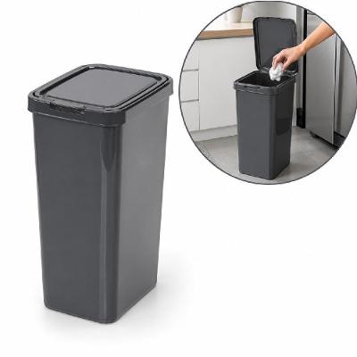 Lixeira Alongada 12L Plástico Abertura por Clique Moderna Chumbo Yeet
