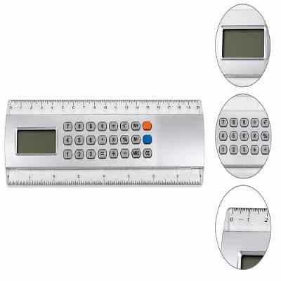 Calculadora Básica Yeet AL57005 Eletrônica com Régua 20CM 8 Dígitos Escolar Escritório Prata