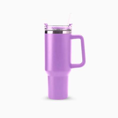 Copo Térmico 1200ML com Canudo Parede Dupla Isolamento a Vácuo 20h Gelado Alumínio Lilás