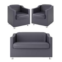 Kit Sofá Namoradeira Reforçada Tilla + 02 Poltronas cinza - 1