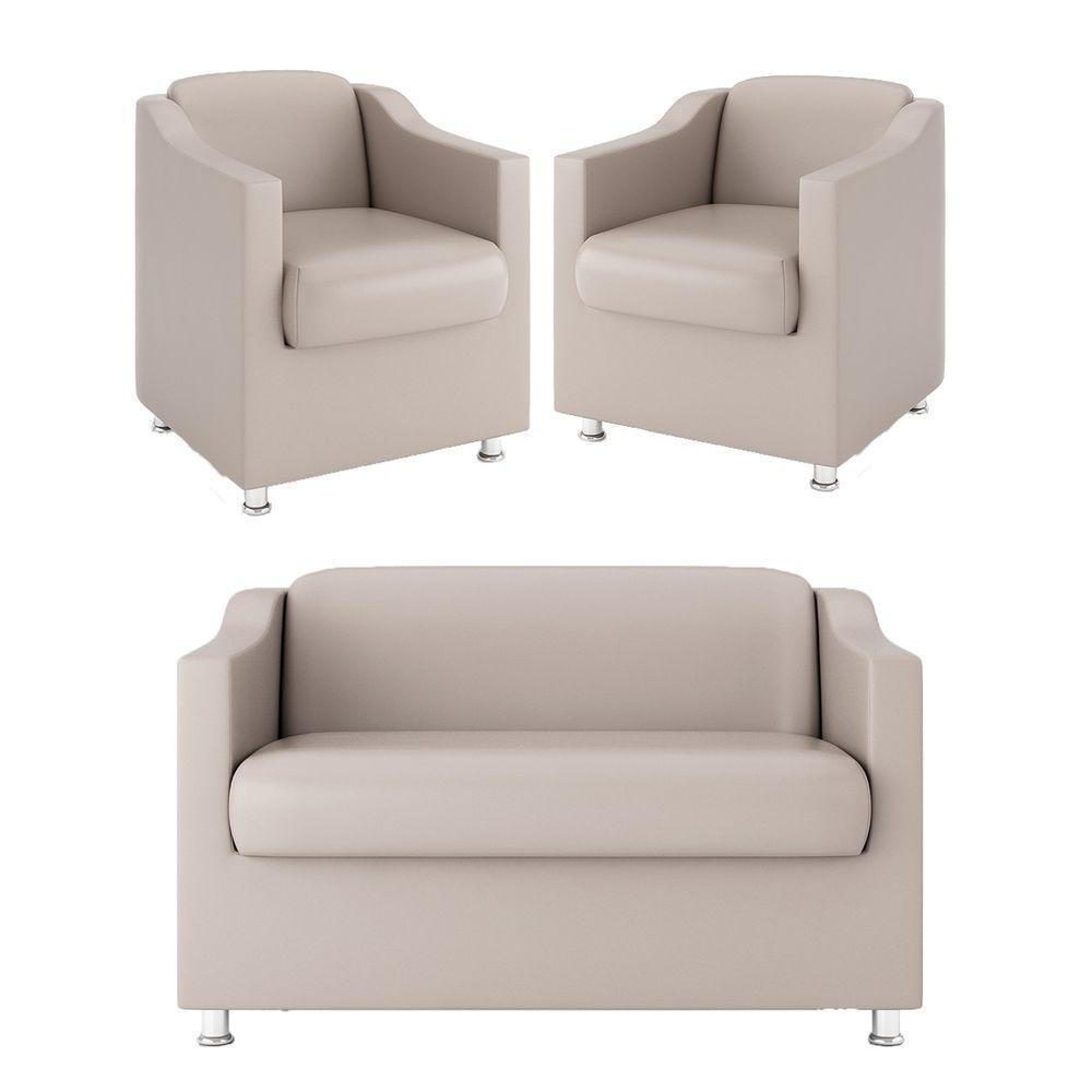 Kit Sofá Namoradeira Reforçada Tilla + 02 Poltronas bege - 1