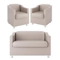 Kit Sofá Namoradeira Reforçada Tilla + 02 Poltronas bege - 1