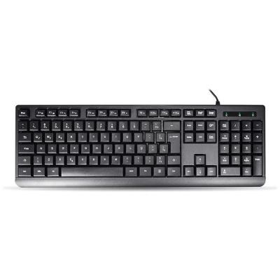 Teclado KM-D128 Multimídia com Teclas Funcionais LED Indicador Preto K-Mex