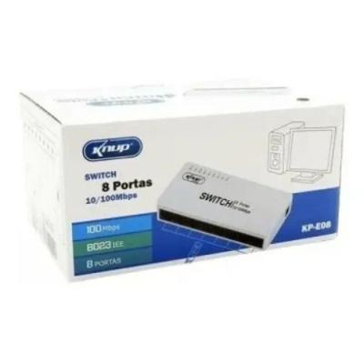 Switch de Rede KP-E08B 8 Portas 10-100Mbps Full Duplex com Eficiência Energética Verde Knup Brasil