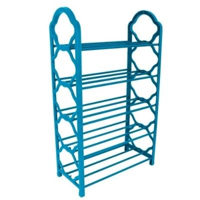 Sapateira Vertical 5 Andares para 10 Pares PVC e Metal Desmontável Multiuso Azul Yeet