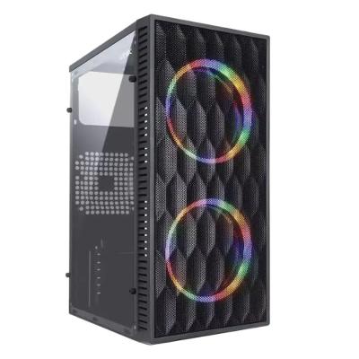 Gabinete Gamer GGWACBK Mid Tower Micro ATX Mini ITX com 2 Fans LED Preto Vinik