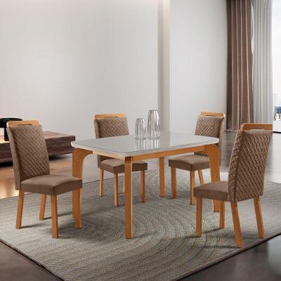 Mesa de Jantar Liz 4 Lugares Retangular MDF 120CM Off White Moderna