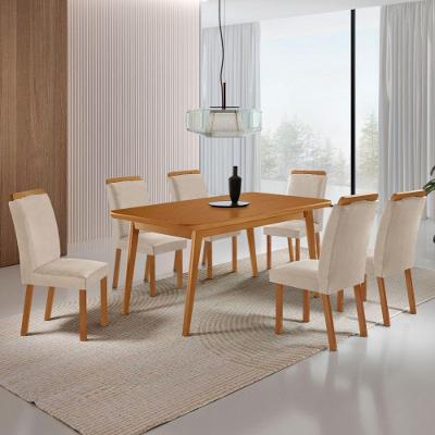 Mesa de Jantar Copper 6 Lugares Retangular MDF 180CM Creme Capuccino Moderna