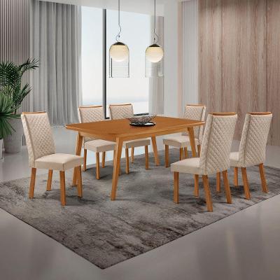 Mesa de Jantar Copper 6 Lugares Retangular MDF 180CM Creme Moderna