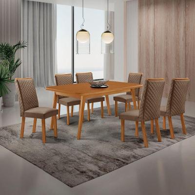 Mesa de Jantar Copper 6 Lugares Retangular MDF 180cm Bege Moderna
