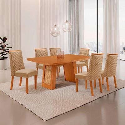 Mesa de Jantar Carolina 6 Lugares Retangular MDF 180cm Café Moderna