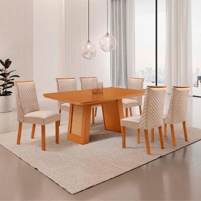 Mesa de Jantar Carolina 6 Lugares Retangular MDF 180CM Creme Moderna