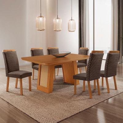 Mesa de Jantar Carolina 6 Lugares Retangular MDF 180CM Marrom Moderna