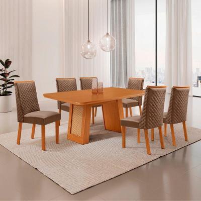 Mesa de Jantar Carolina 6 Lugares Retangular MDF 180cm Creme Moderna