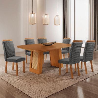 Mesa de Jantar Carolina 6 Lugares Retangular MDF 180CM Grafite Moderna
