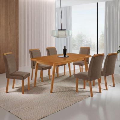 Mesa de Jantar Copper 6 Lugares Retangular MDF 180CM Capuccino Moderna