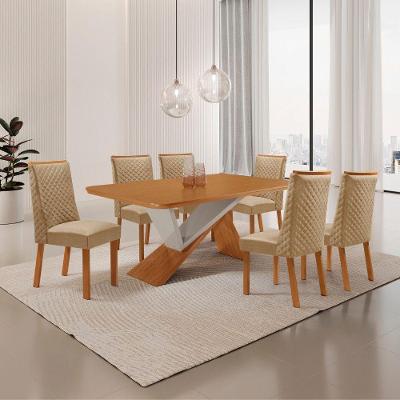 Mesa de Jantar Yasmin 6 Lugares Retangular MDF 180cm Off White Moderna