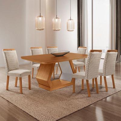 Mesa de Jantar Alvorada 6 Lugares Retangular MDF 180CM Creme Moderna